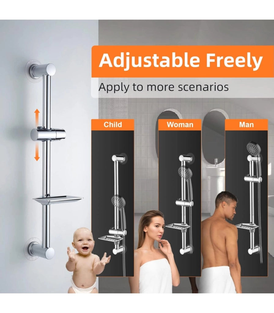Kit Doccia Soffione Pressurizzato Ioni BL-1001S-ION | Braccio Regolabile Mensola Integrata | Tubo Acciaio Inox