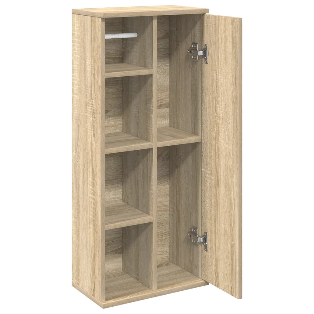 vidaXL Mobile da Bagno con Portarotolo Rovere Sonoma 39x22x90 cm