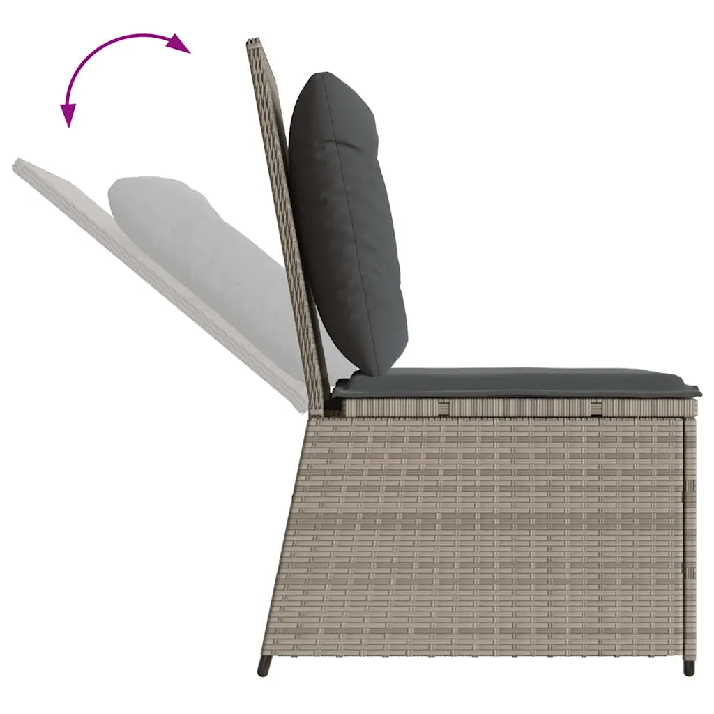 vidaXL Divano da giardino con cuscino Grigio chiaro Poly Rattan