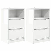 Set di 2 Comodini | Armadio da Notte | Mobiletto da notte Bianco Lucido 40 x 30 x 467 cm Legno multistrato
