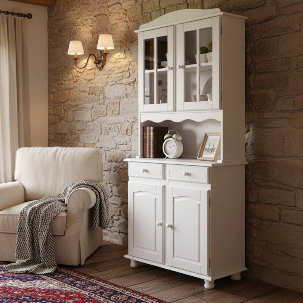 Madia Quadri, Credenza 2 Cassetti, 88x32x198h cm Bianco