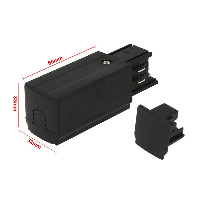 Kit Connettore Alimentazione Destra + Terminale Chiusura Colore Nero Per Binario Guida Trifase CB40203