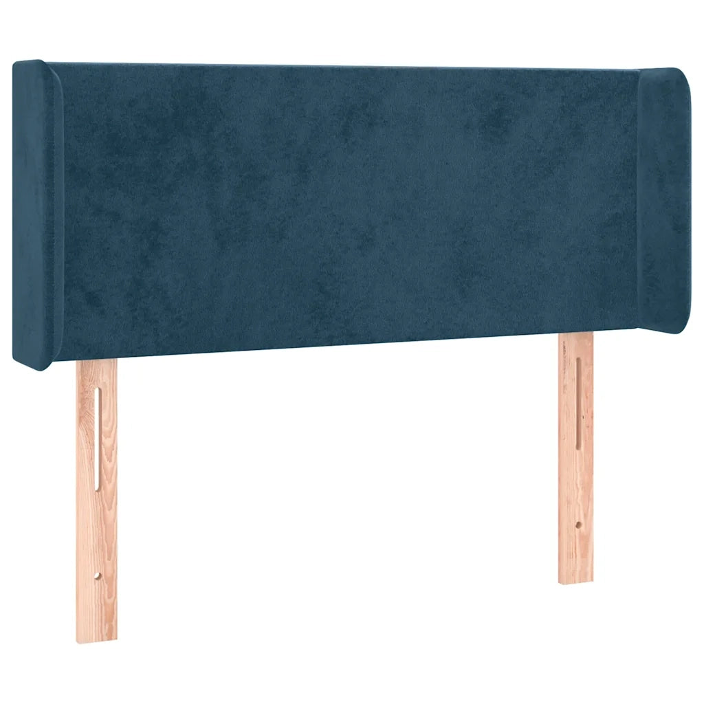 Testiera | Testata ad Orecchio Blu Scuro 93x16x78/88 cm in Velluto