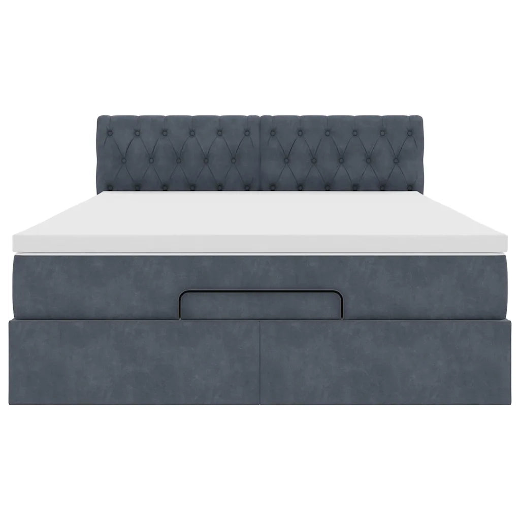 Struttura Letto Pouf con Materasso 140x190 cm Velluto