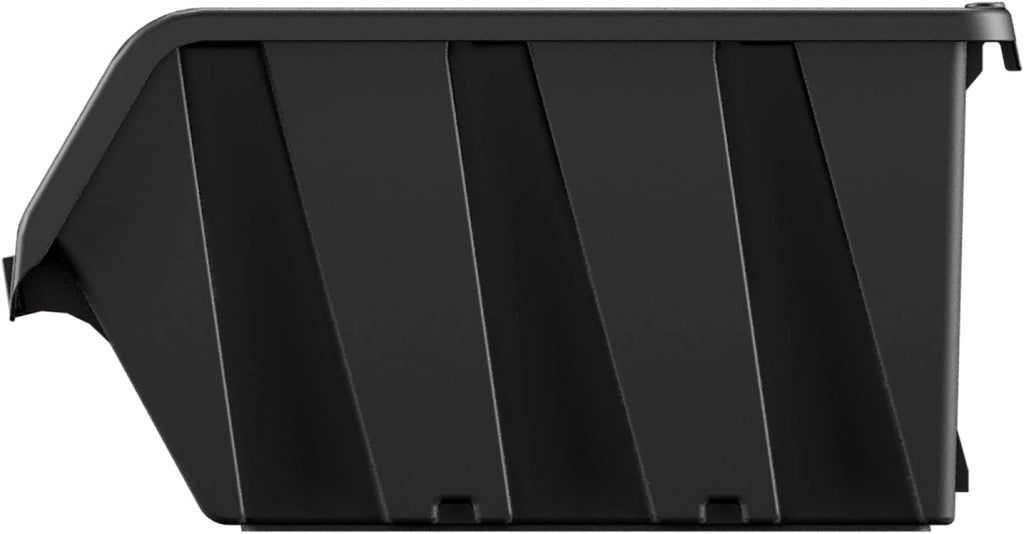 Set di 16 Contenitori a Bocca di Lupo | 23x16x12 cm | Impilabili | Sovrapponibili | Nero | in Plastica