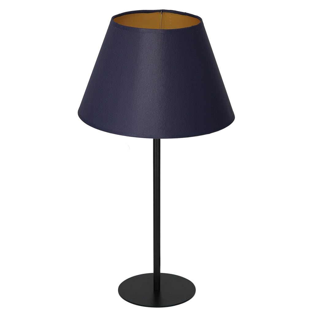 Lampada da tavolo Arden nera, paralume blu oro 56cm E27 Luminex