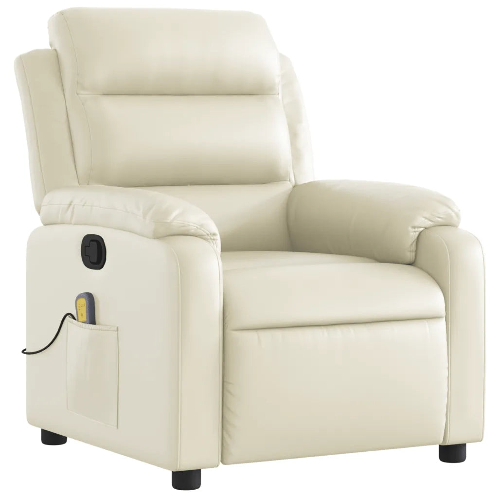 Divano Sedia-Poltrona reclinabile massaggiante in Similpelle Crema 754432