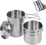 Set da Cucina da Campeggio RVS Opvouabile – Moka e Pentola da Campeggio con Coperchio a Venti – Attrezzatura da Cucina Leggera per Campeggio per Caccia e Outdoor