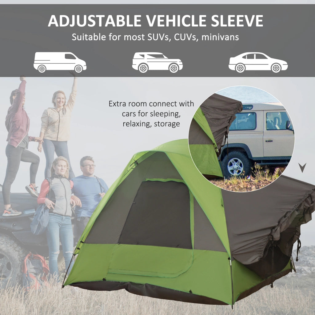 Tenda da campeggio Tenda auto per 4-5 persone; 300 x 300 x 230 cm; realizzata in vetroresina e poliestere; verde; ideale per avventure all'aperto