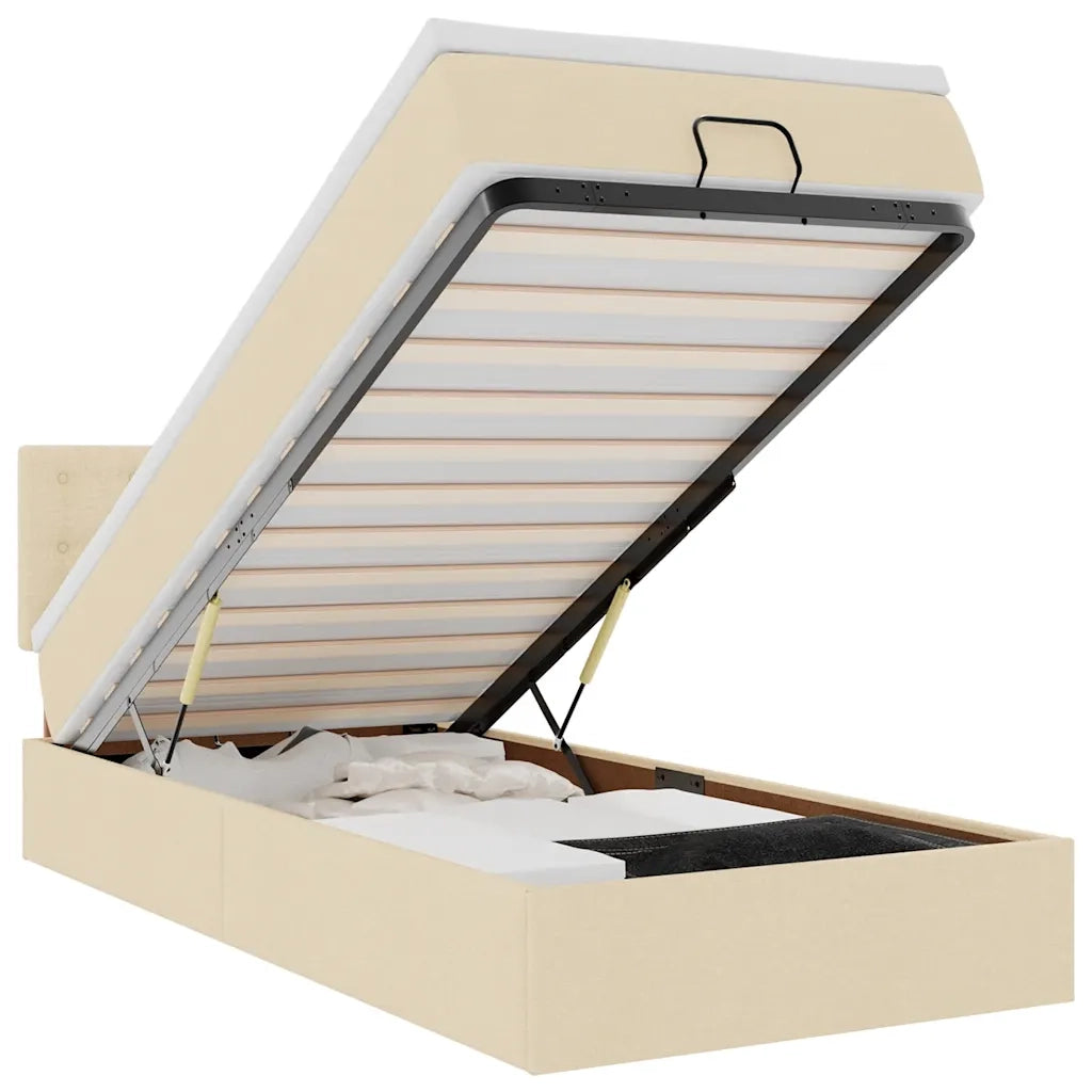 vidaXL Pouf Letto con Materasso Crema 100x200 cm in Tessuto