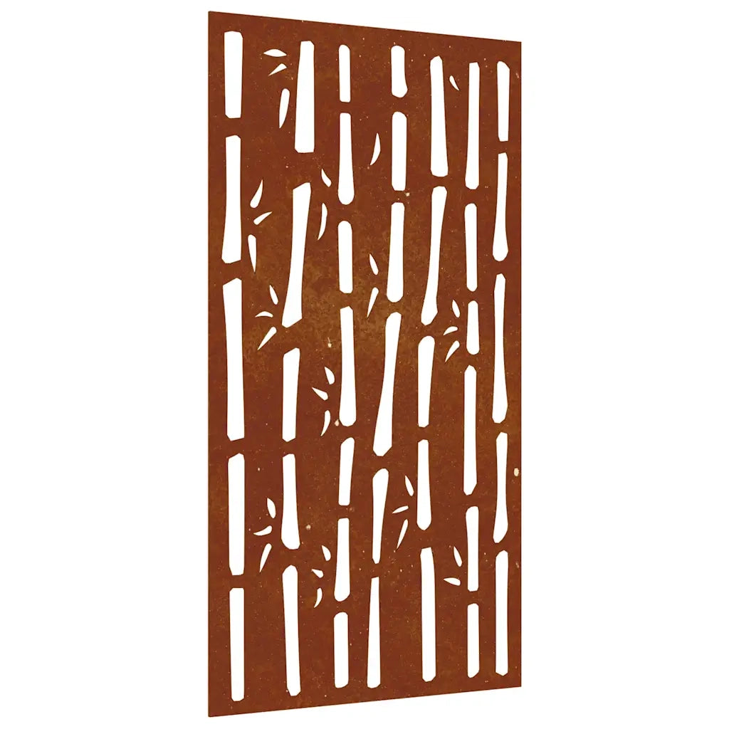 Decorazione Muro da Giardino 105x55 cm Bambù in Acciaio Corten 824481