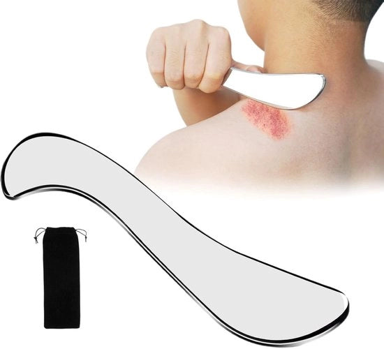 Strumento di massaggio gua sha in acciaio inossidabile - schiappa - massaggio - alleviamento del dolore - relax - progettazione ergonomico - strumento di massaggio
