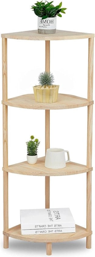 Unit di stoccaggio a 4 livelli in legno naturale per soggiorno-salotto-cucina-bagno 315x315x1045 cm