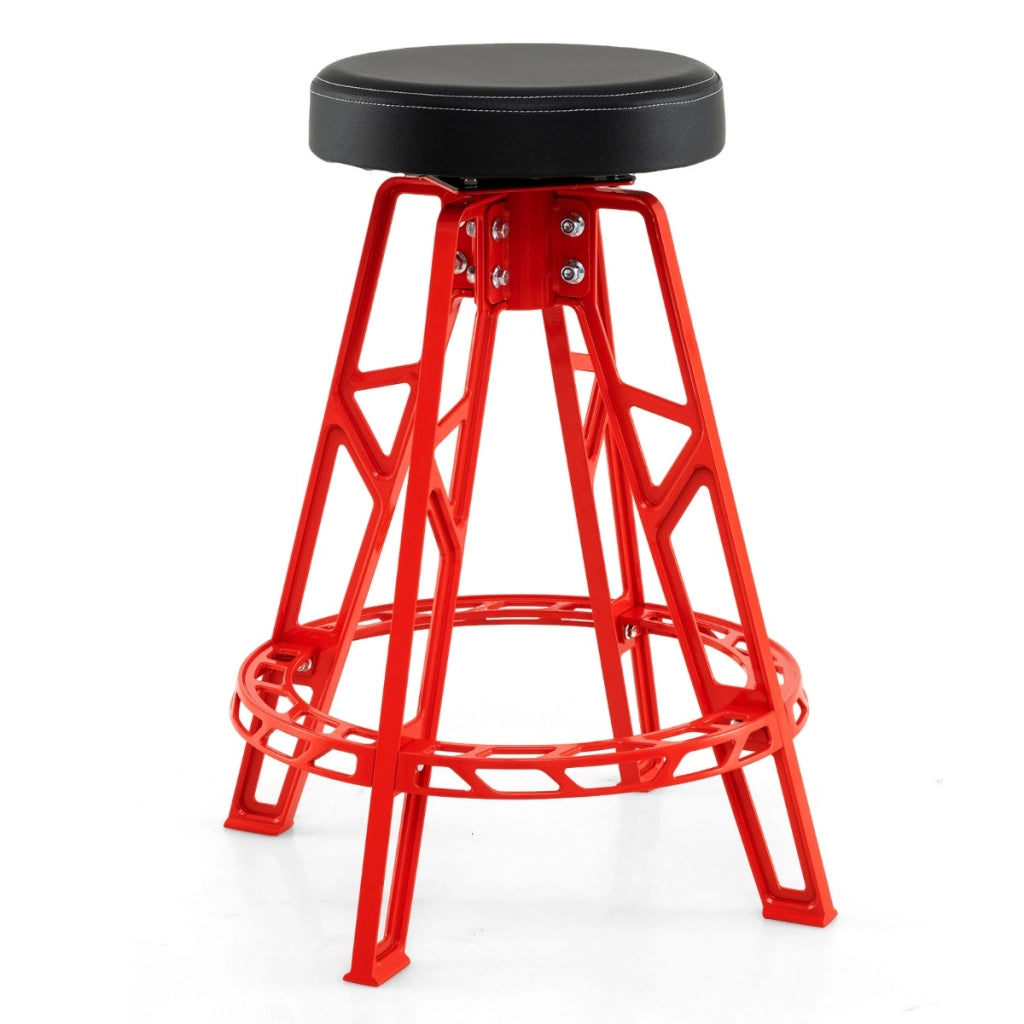 Sgabello meccanico alto in alluminio pesante con sedile girevole a 360¡ã, Sgabello da officina con poggiapiedi per sala attrezzi Nero e rosso-Utensili