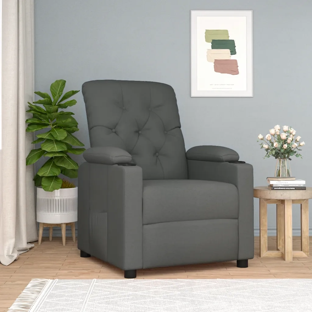 Poltrona | Sedia Relax Reclinabile in Tessuto Grigio Scuro