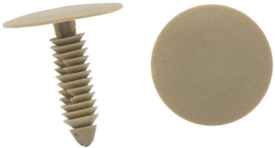 Viti a clip 7 mm x 25 mm x 28 mm - Plastica - Beige - 20 pezzi - Sostenibili - Viti a clip