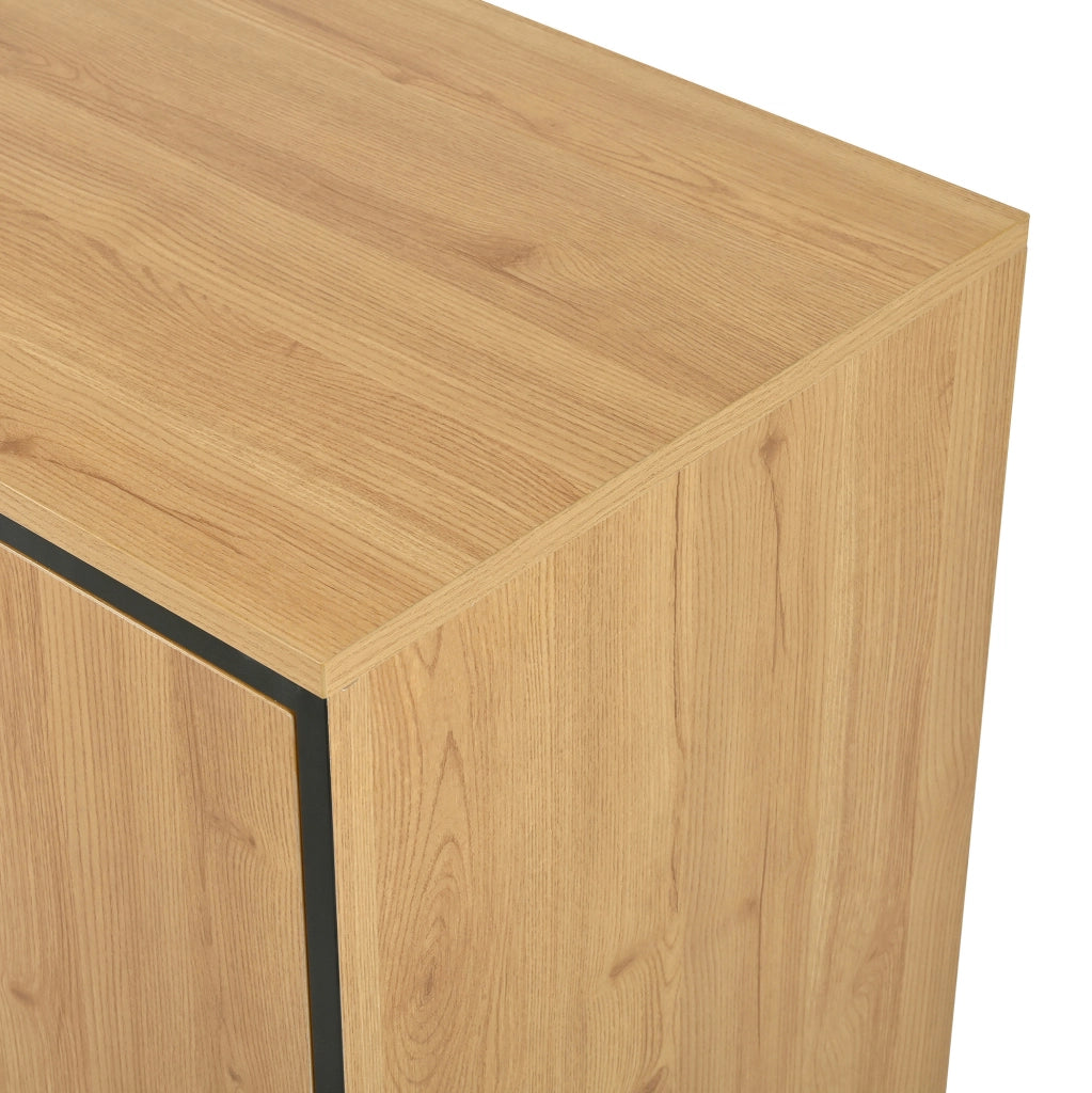 Sideboard moderno 160 cm con LED 16 colori, naturale e nero