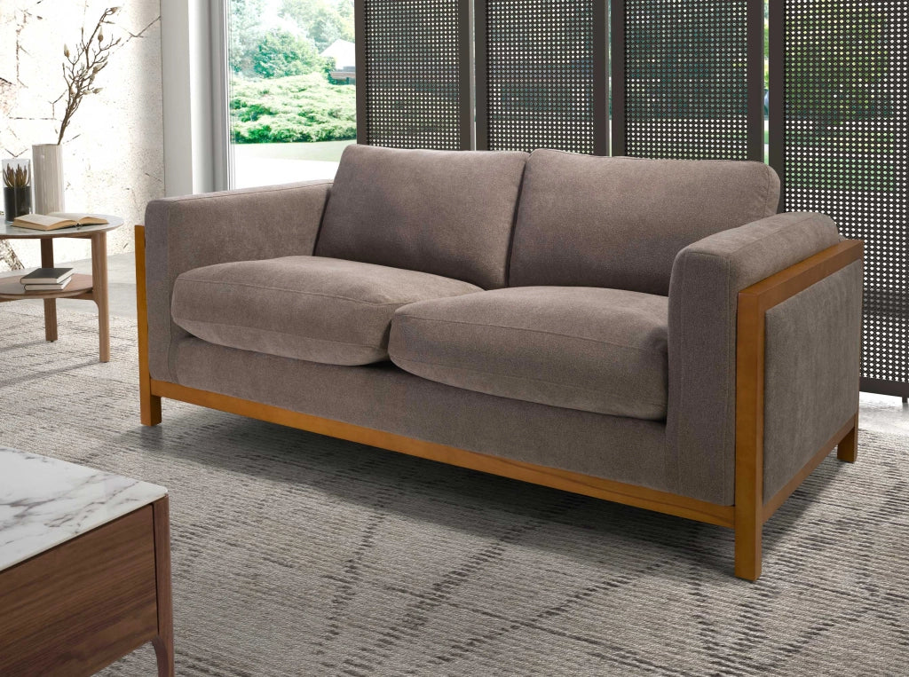 Divano a 2 posti in tessuto 192 x 92 x 88 cm colore marrone