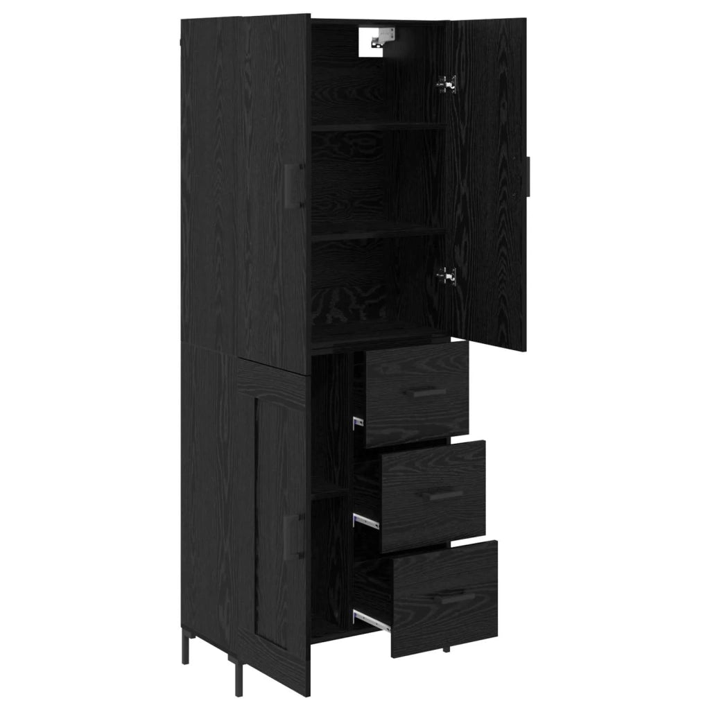 Credenza Rovere Nero 69,5 x 34 x 180 cm Legno multistrato