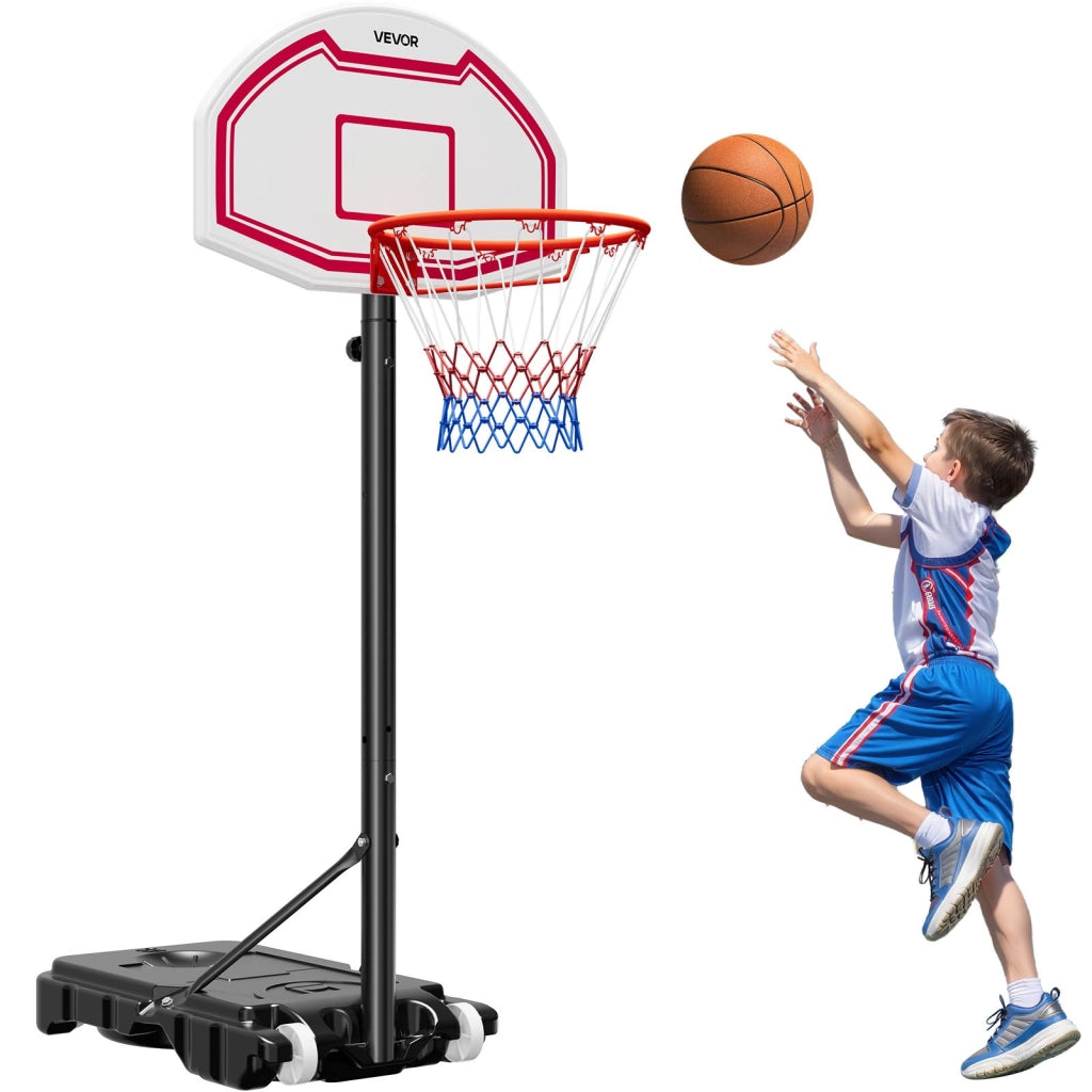 Canestro da Basket da Esterno Regolabile da 1,6 a 2,1 m con Ruote e Tabellone 711,2 mm X018 per Giardino e Cortile