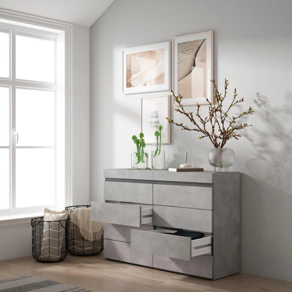 Cassettiera, 114x35x75cm, Camera da letto, Con Stoccaggio, grigio cemento RF3428