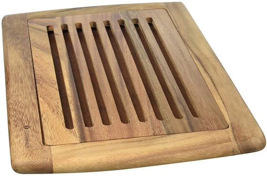 Piastra di taglio in legno con contenitore per residui - Antibatterico - 1 pezzo - Legno di Acacia - 42x28 cm