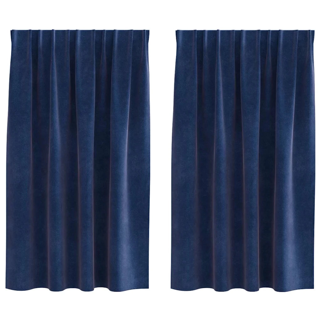 Tende Oscuranti | Tende Blackout 2 pz Blu Scuro 140 x 140 cm Velluto