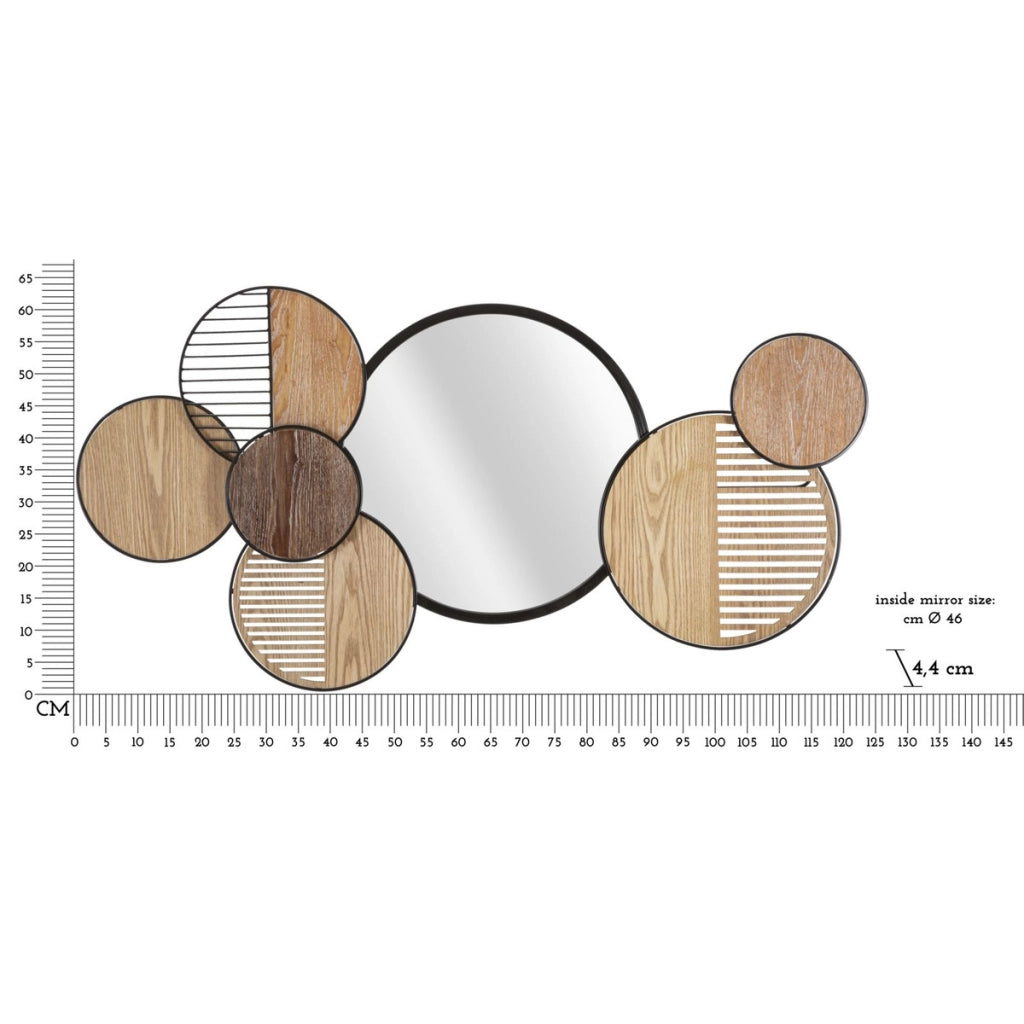 Specchio da parete Woody orizzontale in ferro e legno