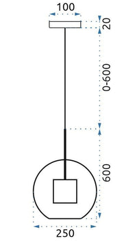 Lampada Pensile Di Vetro Oro Loft APP555-1CP 25cm
