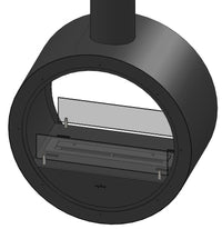 Camino a Bioetanolo Sospeso 218,7xØ70x35 cm Incyrcle 2Side Nero con Vetro