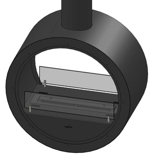 Camino a Bioetanolo Sospeso 218,7xØ70x35 cm Incyrcle 2Side Nero con Vetro