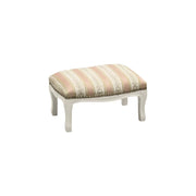 Poggiapiedi imbottito tessuto rosa legno shabby bianco 33x23x15 - Mobili 2G