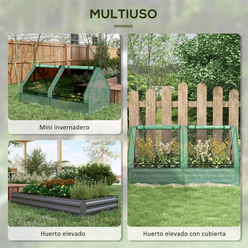 Giardino Esterno Grande con Mini Serra ¨C zephmum ¨C Grigio Verde 185x95x92 cm