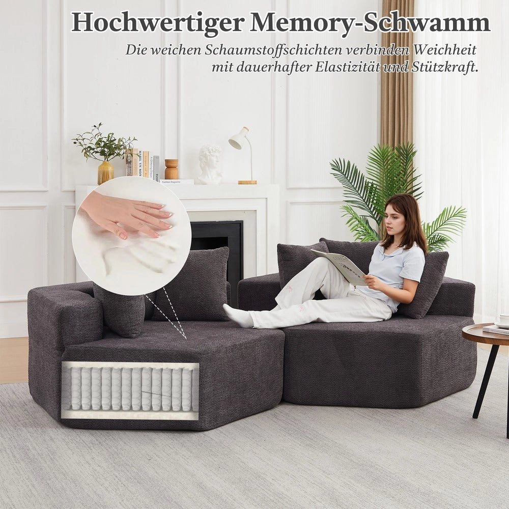 Poltrona singola modulare ¨C Minimal ¨C rivestimento tessuto chenille stile moderno