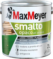 Smalto All'Acqua Poliuretanico con Finitura Opaca, Colore Nero, 2L