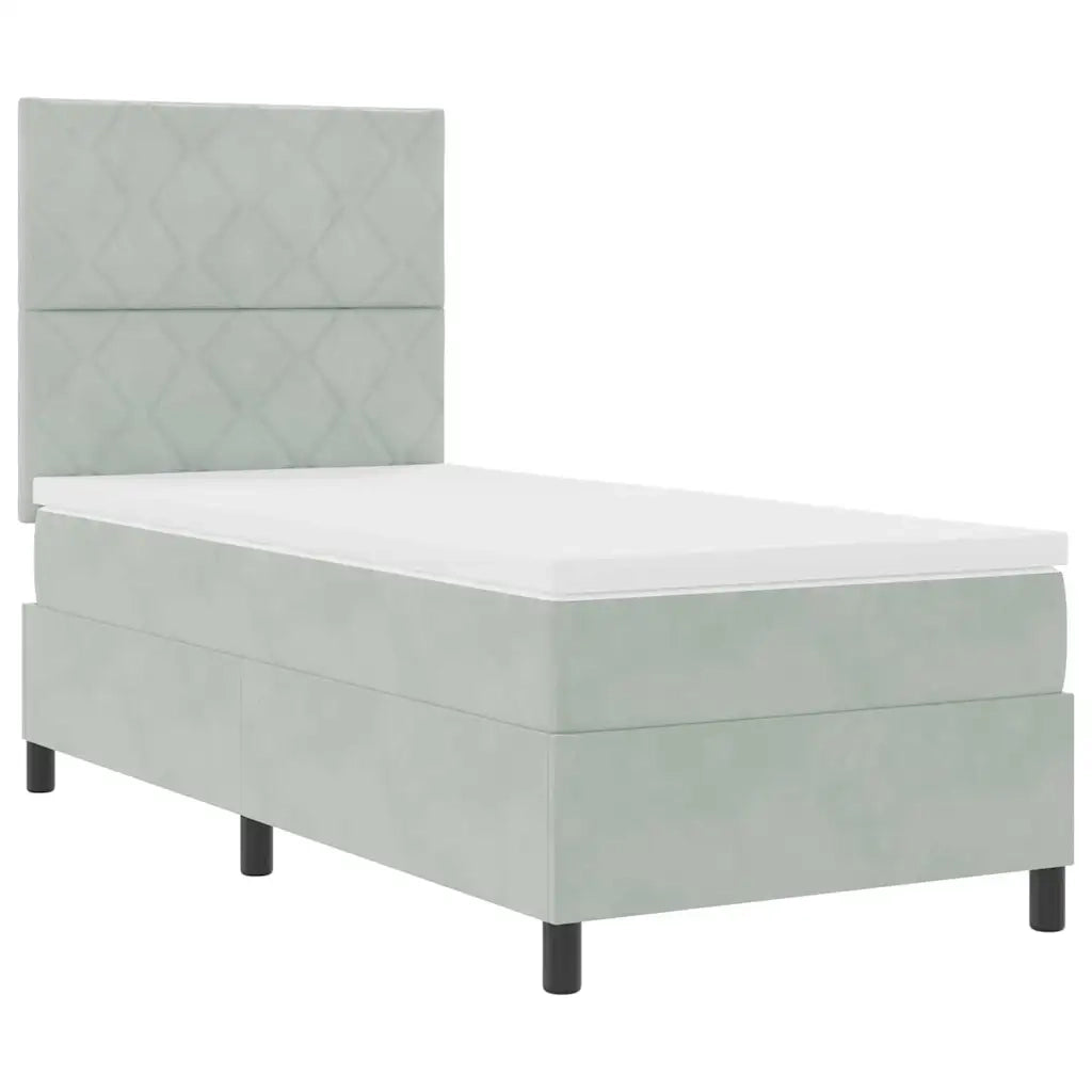 Letto a Sorgente LED Grigio chiaro 90 x 190 cm Velluto 3343346