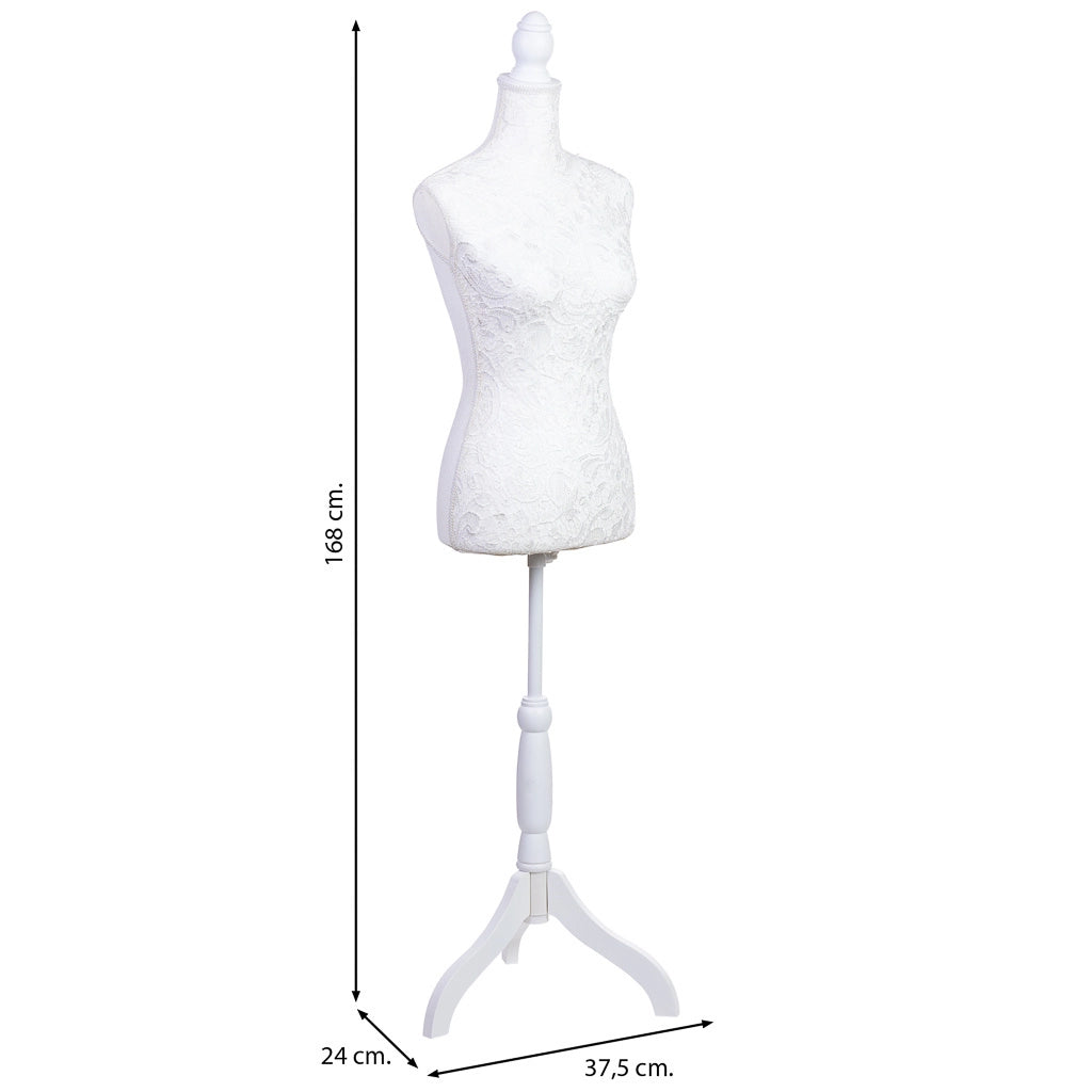 Manichino in legno e schiuma 24x37,5x168h cm bianco