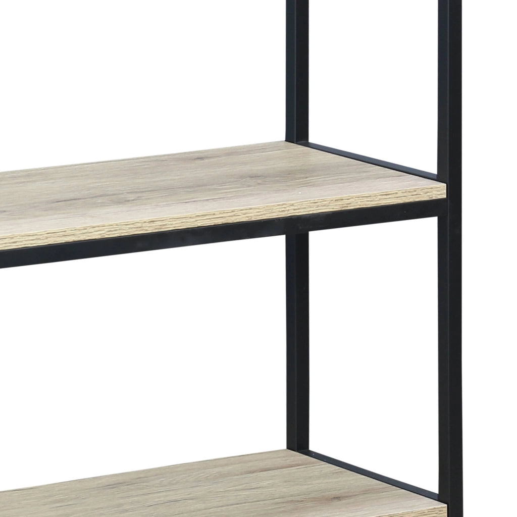 Libreria industriale in metallo e effetto legno, 3 livelli, 120cm,