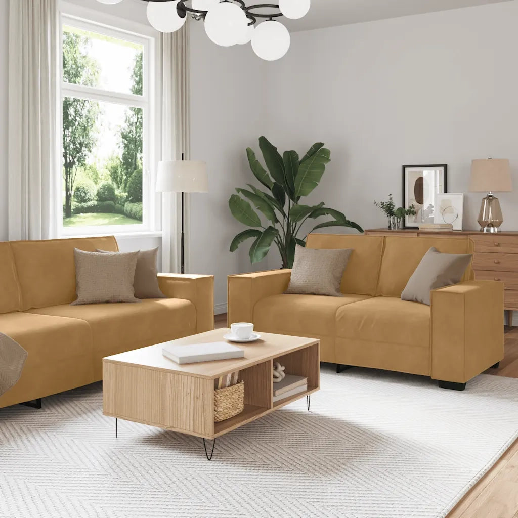 vidaXL Set di Divani 2 pz con Cuscini Marrone in Velluto