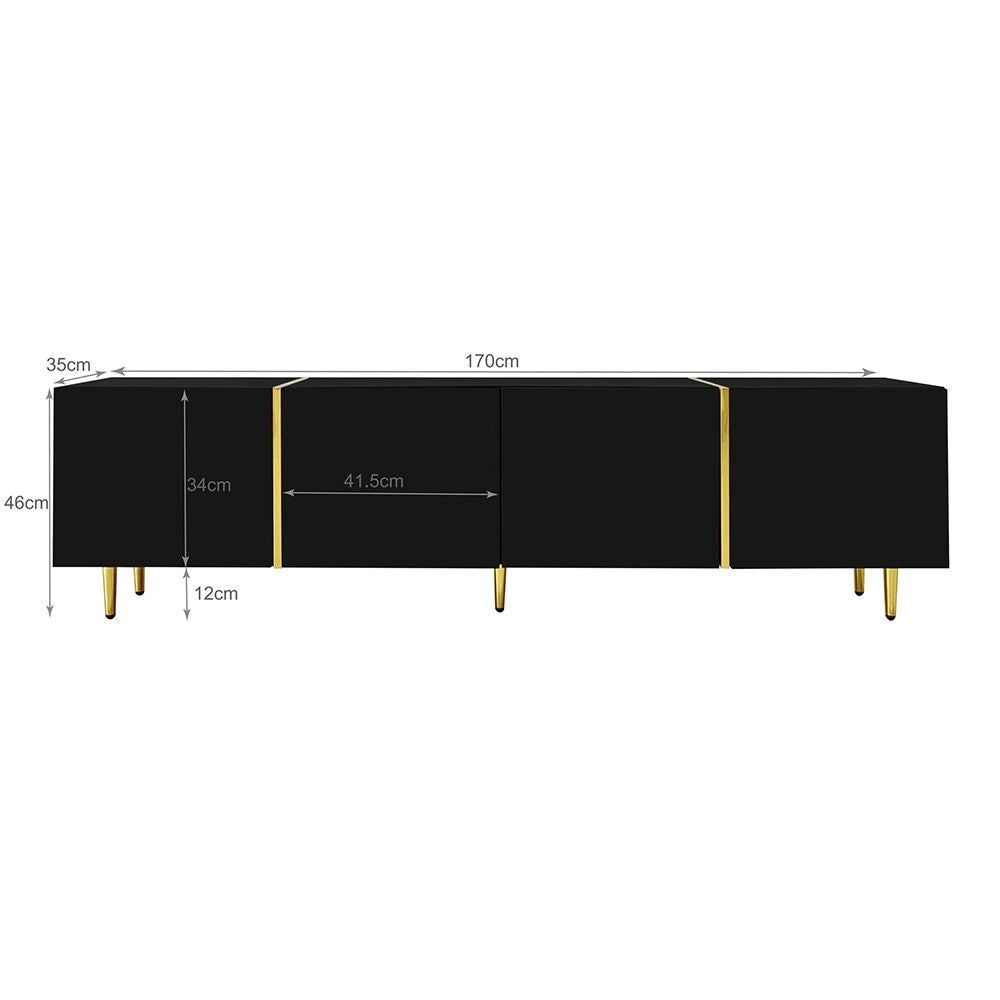 Mobile TV brillante - Xylo - 4 porte modern e sobrio Nero e Oro
