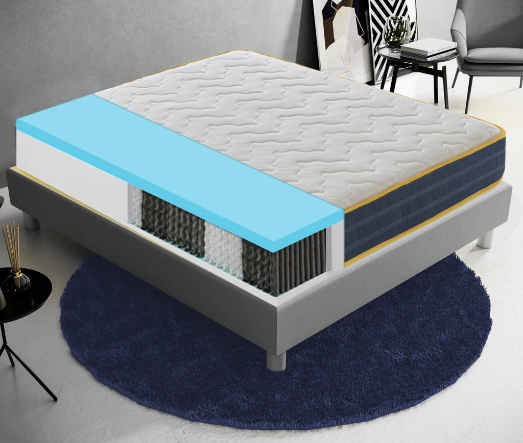 Materasso Singolo 90x190 a molle insacchettate, altezza 23 cm , 3 cm memory foam, ortopedico, 800 molle insacchettate, zone di comfort