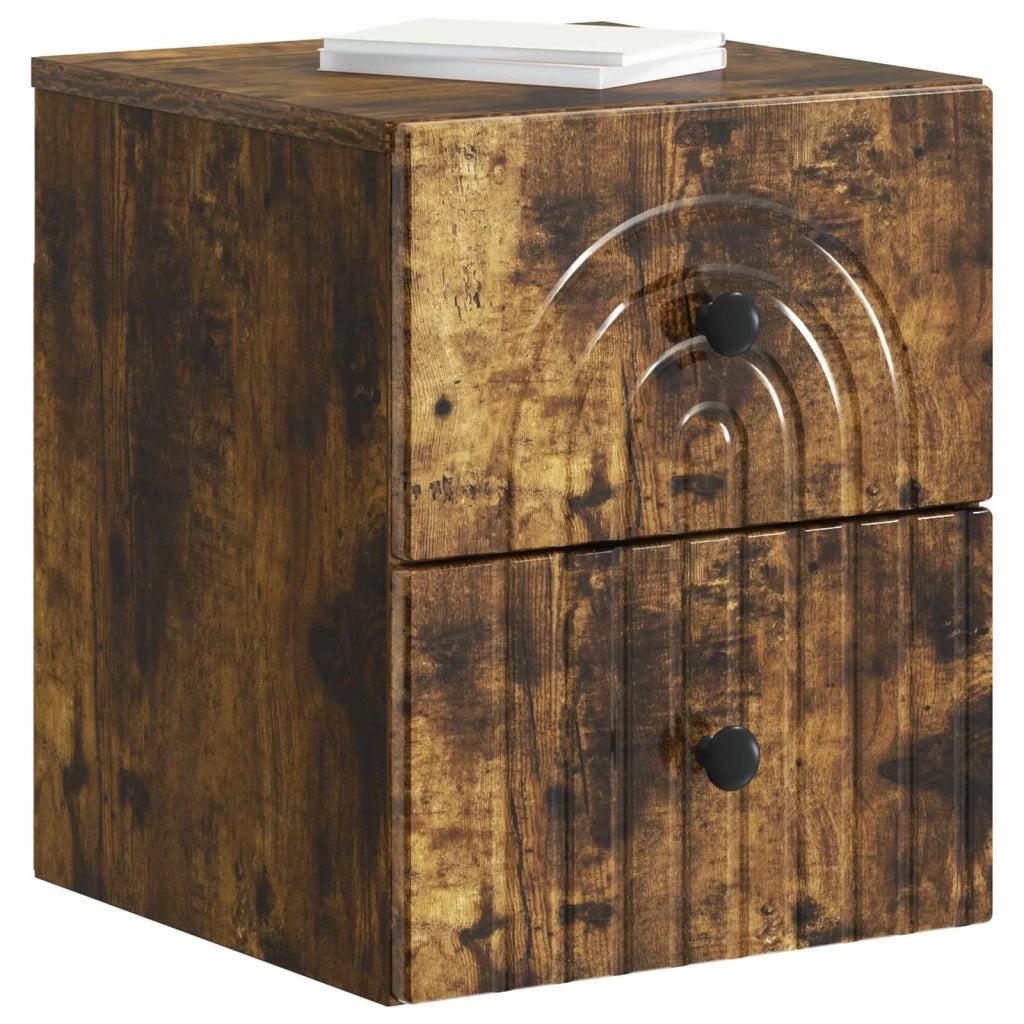 Mobiletto da notte a muro Rovere Fumo 33 x 34,5 x 40 cm 898135