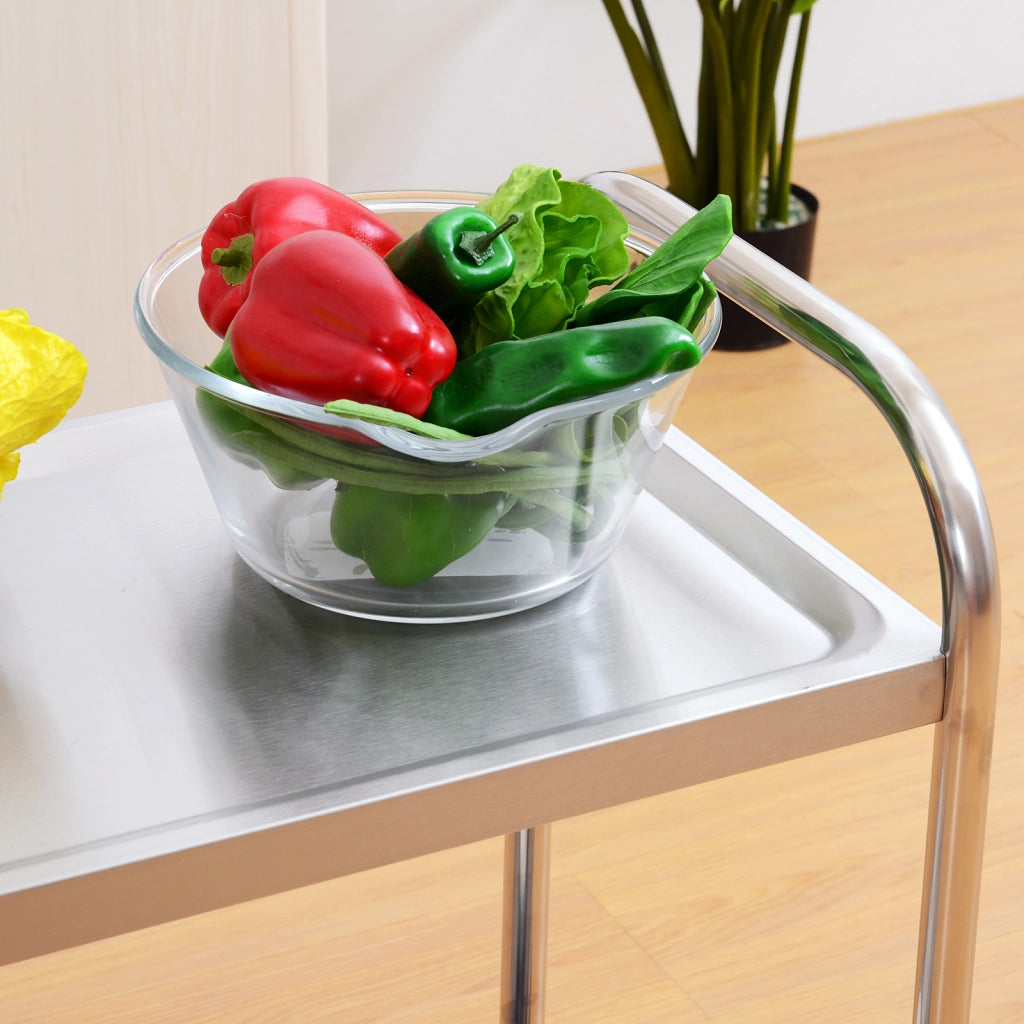 Carrello Cucina 2 Ripiani ¨C zephmum ¨C 80x45x82cm Argento Acciaio Inox