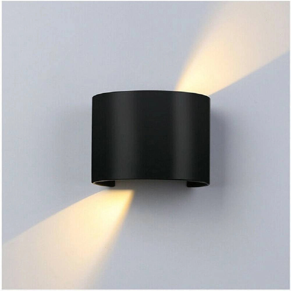 Trade Shop - Applique Parete Nero 28led 12w Ip55 Luce Fredda 6500k Calda 3000k Up & Down Es44 -