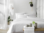 Set di lenzuola a cotone satinato - bianco/bianco - 240 x 220 cm - comprensivo di 2 cuscini e copriletto 240 x 220 cm a cotone