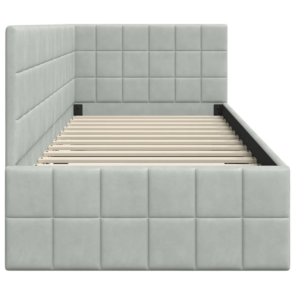 Letto singolo | Letto per adulti | Cornice del letto ad angolo Grigio chiaro 80 cm x 200 cm