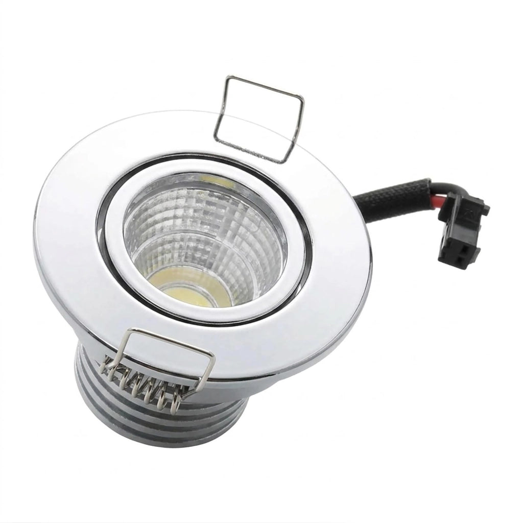 Mini Faretto Spot LED 3W COB Orientabile CCT con Driver 230V Bianco Argento Punto Luce Vetrine Negozi Mobili ARGENTO