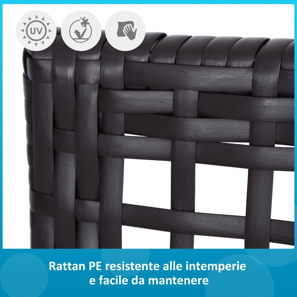 Set Salotto da Giardino in Rattan Sintetico 2 Poltrone a Dondolo e Tavolino Marrone
