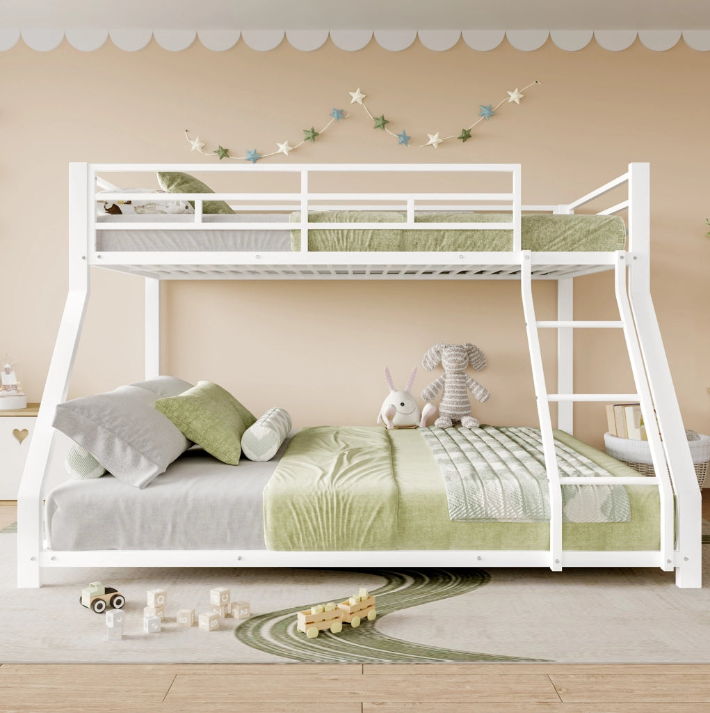 Letto a castello in metallo 90x200 e 140x200 cm bianco