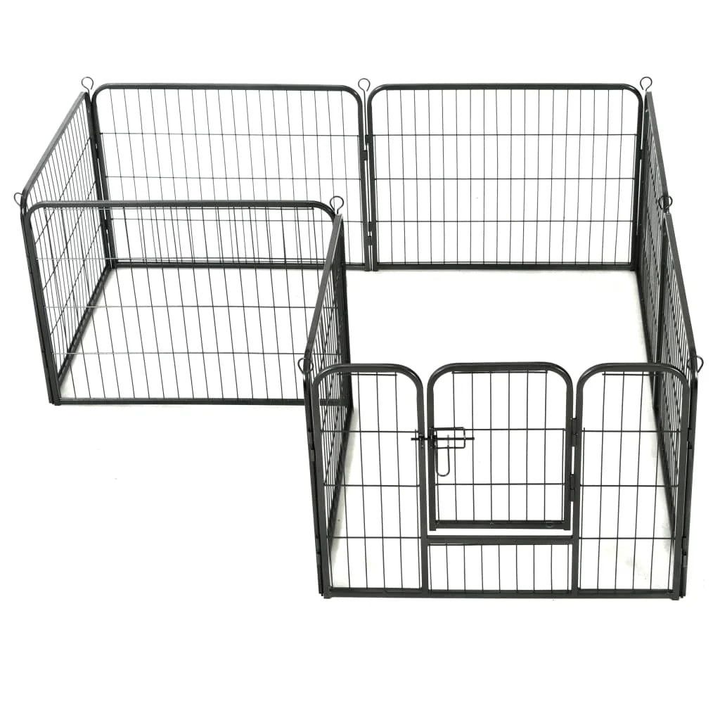 Recinto per cani 8 pannelli in acciaio 60 x 80 cm recinto per cani nero 02_0000566